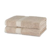 Paquete de 2 toallas de baño de algodón orgánico en color gris pardusco, medidas 76 x 137 cm