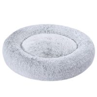 Cama circular suave para perros, diseño elegante en color gris