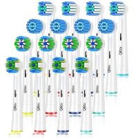 Juego de 16 cabezales de cepillo de dientes Qitizu compatible con Oral-B, mostrando cerdas en colores verde, azul y blanco