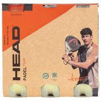 Pack de 3 botes de pelotas de padel Head Team, con diseño atractivo y un jugador en la portada