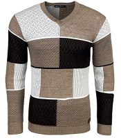 Suéter de moda para hombre de Subliminal Mode, vista frontal con diseño de azulejos multicolor