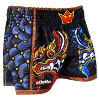 Pantalones Muay Thai Buddha Retro con diseño de dragón en colores vibrantes, vista lateral