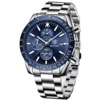 Reloj BENYAR cronógrafo para hombre con esfera azul y pulsera de acero inoxidable