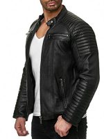 Chaqueta de cuero sintético negra para hombres modelo Red Bridge vista frontal