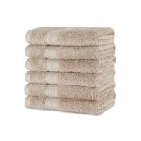 Paquete de 6 toallas de mano de algodón orgánico en color gris pardo